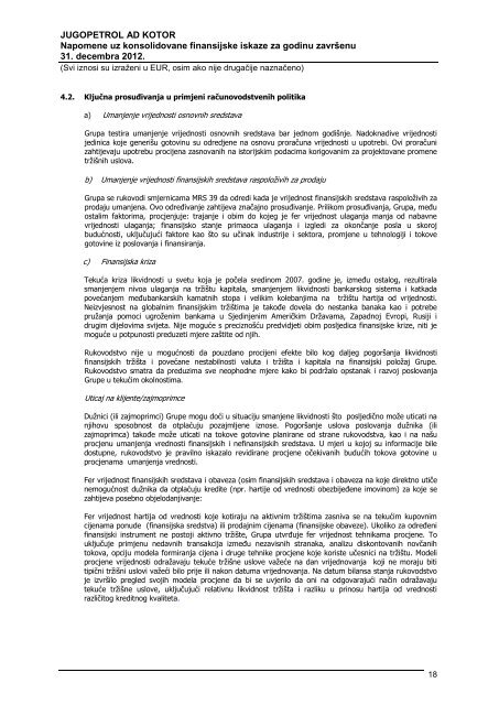 Napomene uz konsolidovane finansijske iskaze za 2012. (pdf)