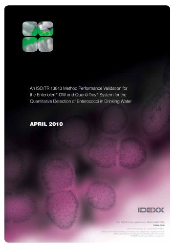 ISO/TR 13843 Method Performance Validation for Enterolert-DW ...