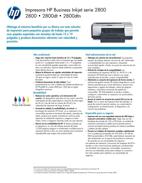Impresora HP Business Inkjet serie 2800 2800 • 2800dt  - Salyeri