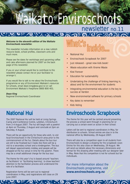 Enviroschools Newsletter no. 11 - May 2007 - Waikato Regional ...