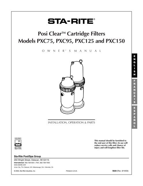 Sta Rite System 3 D E Filter Element Assembly For S8d110 Parts Inyopools Com