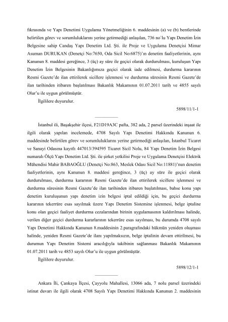 03.12.2011 tarih ve 28131 sayÄ±lÄ± Resmi Gazete: Ä¡arel YapÄ± Denetim ...