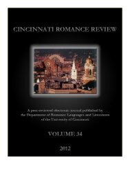 CINCINNATI ROMANCE REVIEW Volume XIII 1994 Department of