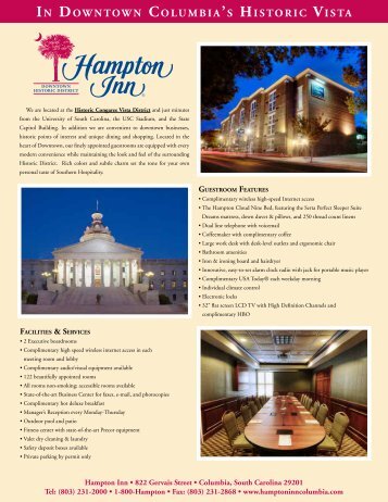 Hotel Services & Fact Sheet - Hampton InnÂ® Columbia Downtown ...