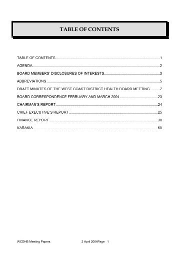 PREVIOUS MEETING MINUTES - West Coast District Health Board