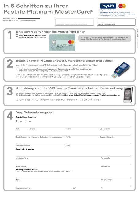 Kartenbestellung (pdf) - Kreditkarte.at