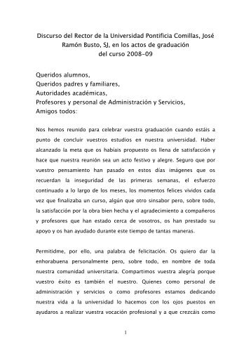Discurso - Universidad Pontificia Comillas