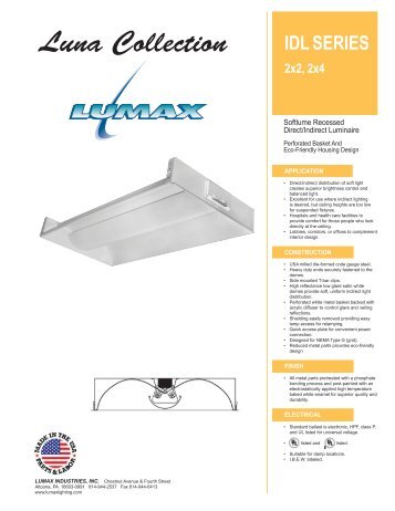 IDL SERIES 2x2, 2x4 Luna Collection - Lumax Lighting