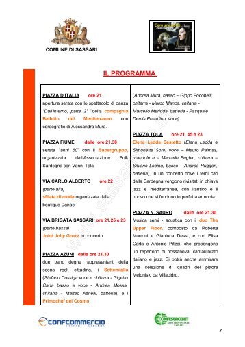 Programma- C'era una Notte a Sassari - Sassariweb.info