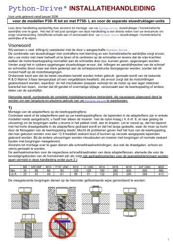 Python-Drive Â® INSTALLATIEHANDLEIDING - Exalto