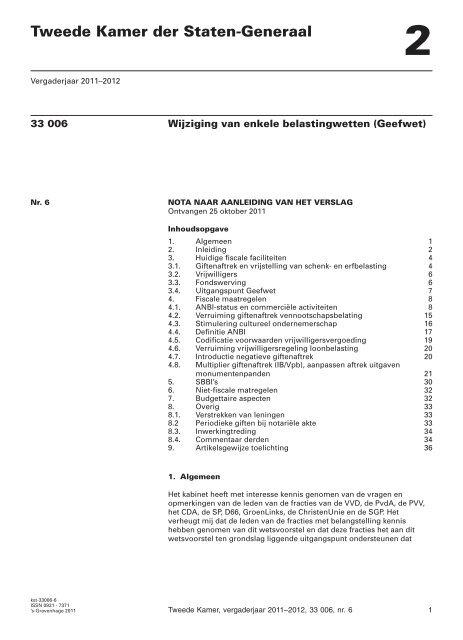 nota naar aanleiding van het verslag - CBF