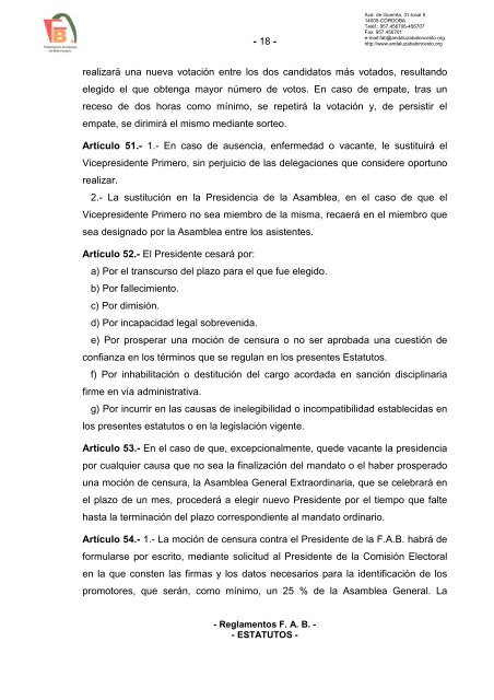 Reglamentos de la FAB - Federación Andaluza de Baloncesto