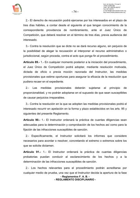 Reglamentos de la FAB - Federación Andaluza de Baloncesto