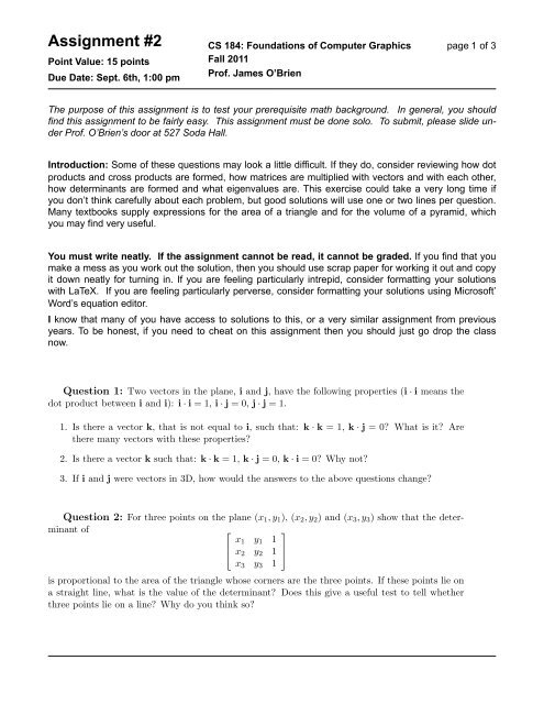 Assignment 2: Math Review