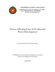 Factors affecting the cost of geothermal power development