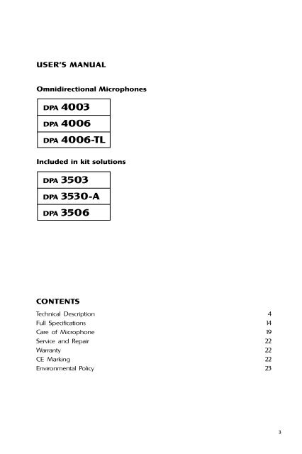 DPA 4006 | PDF - DPA Microphones