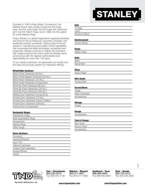Stanley 2011:34STANLE.QXD.qxd - Top Notch Distributors, Inc.