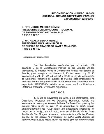 recomendaciÃ³n numero:______/2006 - ComisiÃ³n de Derechos ...