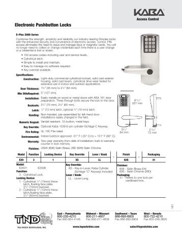 Electronic Pushbutton Locks - Top Notch Distributors, Inc.