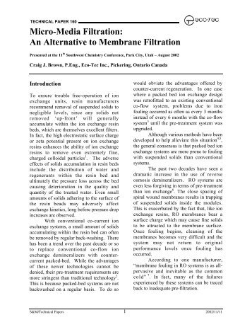 Micro-Media Filtration: An Alternative to Membrane Filtration - Eco-Tec