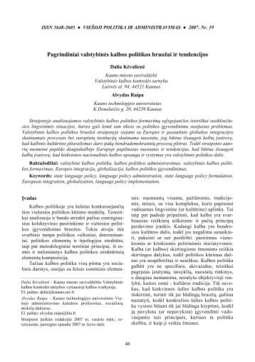 Pagrindiniai valstybinÄs kalbos politikos bruoÅ¾ai ir tendencijos