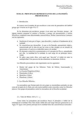 filosofía presocrática - Plan alfa