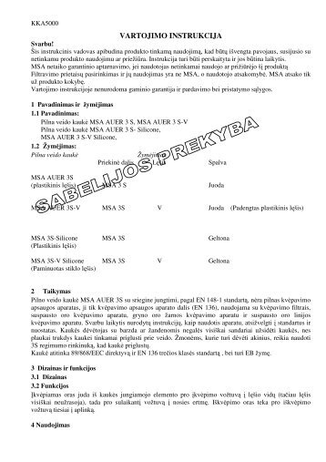 Instrukcija Vertimas. - Sabelijos Prekyba
