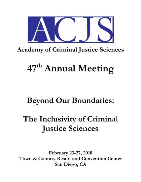2010 Annual Meeting Program Academy Of Criminal Justice