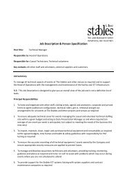 Job Description & Person Specification - The Stables