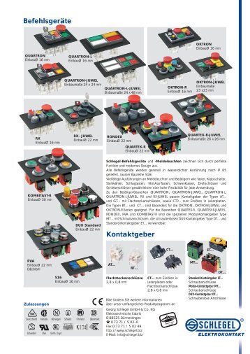 Befehlsgeräte Kontaktgeber - Willkommen bei Schlegel & DUX