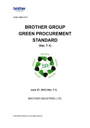 BROTHER GROUP GREEN PROCUREMENT STANDARD (Ver. 7.1)