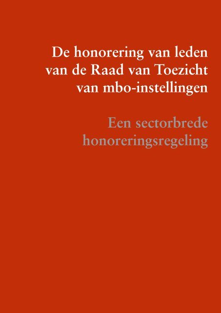 De honorering van leden van de Raad van Toezicht van mbo ...