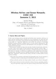 Wireless Ad-hoc and Sensor Networks COSC 418 Semester 2, 2013