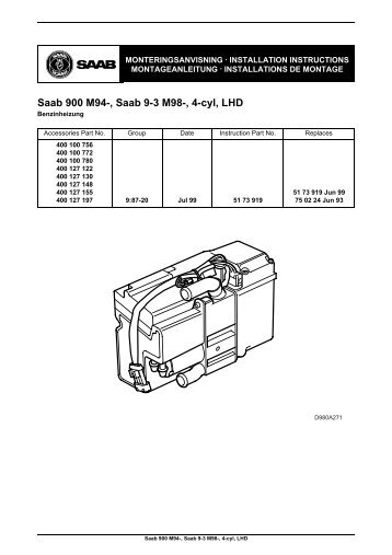 Saab 900 M94-, Saab 9-3 M98-, 4-cyl, LHD - SaabDocs.com