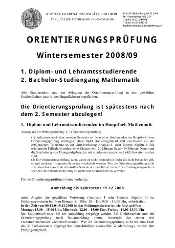 orientierungsprüfung - Fakultät für Mathematik und Informatik ...