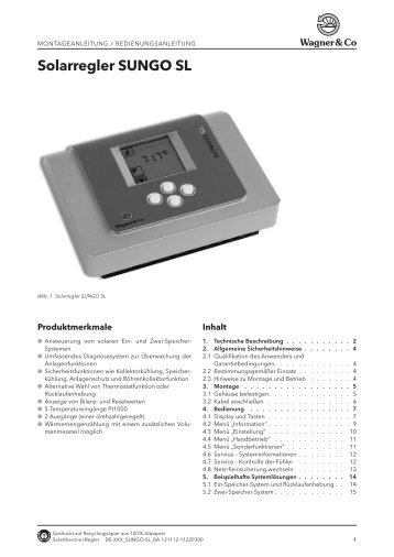 Wagner Bedienungsanleitung Solarregler SUNGO SL - Gerenda Solar