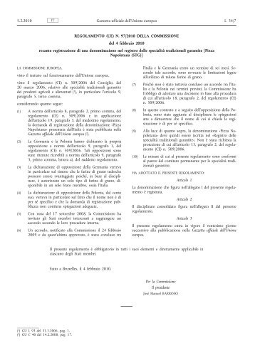 Regolamento (UE) n. 97/2010 della Commissione, del 4 febbraio ...