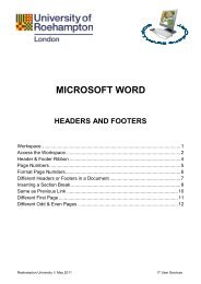 Headers and Footers - StudentZone - Roehampton