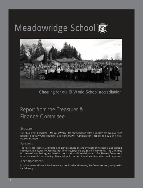 Annual Report 2007 - Meadowridge School