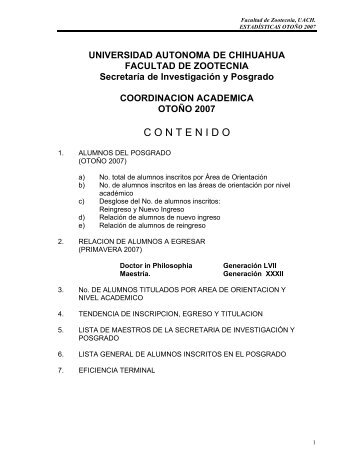 C O N T E N I D O - Facultad de Zootecnia y EcologÃ­a