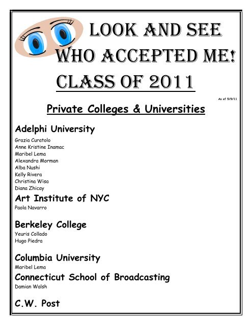 Look and see who aCCepted me! CLass of 2011