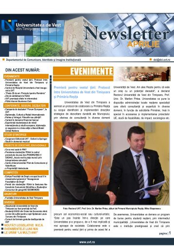 NEWSLETTER APRILIE 2013 - Departamentul de Comunicare ...