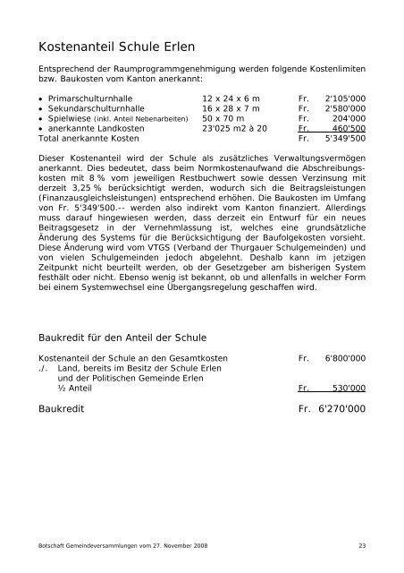 Projekt Aachtalhalle - Schule Erlen