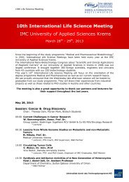 10th International Life Science Meeting - IMC Fachhochschule ...