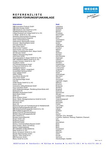 referenzliste meder führungsfunkanlage - MEDER electronic