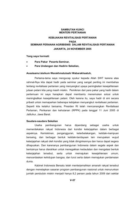 Pidato Mentan Seminar 24 November - Pusat Sosial Ekonomi dan ...