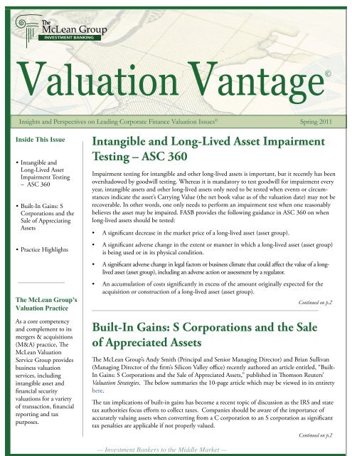 Intangible and Long-Lived Asset Impairment Testing - The McLean ...