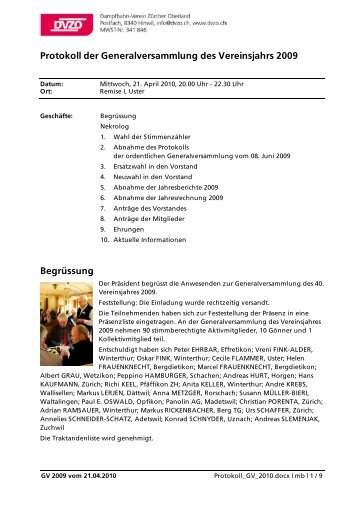 Protokoll der ordentlichen GV vom 21. April 2010 - Dampfbahn ...