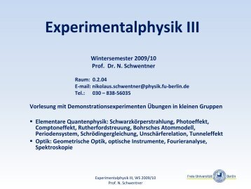 Experimentalphysik III Vorlesung mit Demonstrationsexperimenten