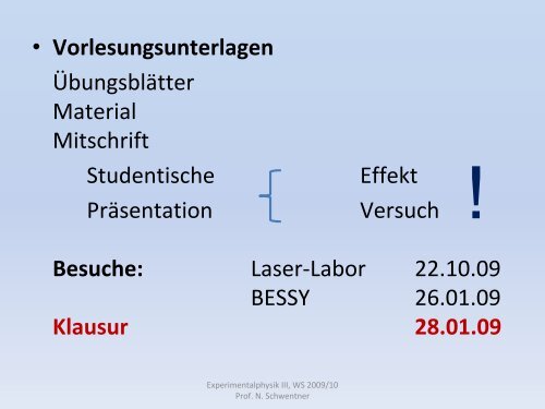 Experimentalphysik III Vorlesung mit Demonstrationsexperimenten